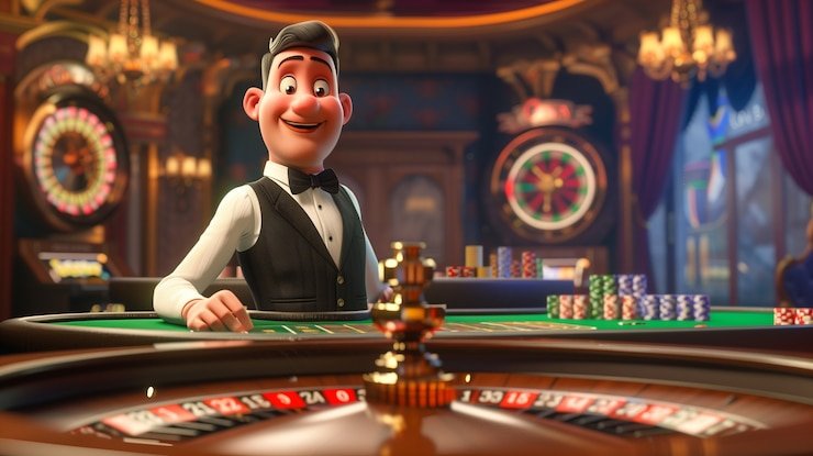 Mesin slot digital modern dengan tema warna neon menyala terang